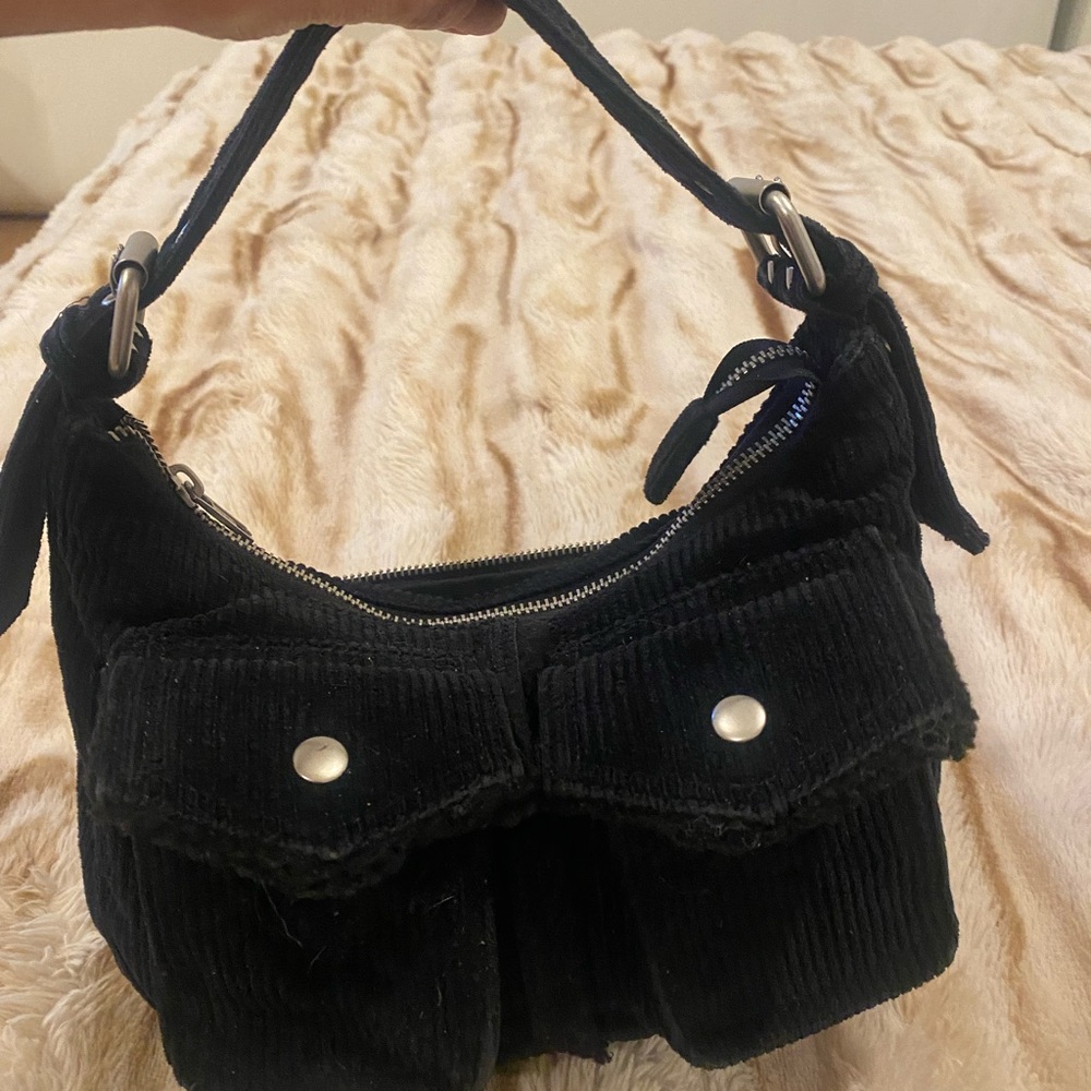 Brandy Melville new Black Corduroy Sherpa Shoulder Bag